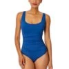 Women's Live In Color Square Neck Shirred One Piece Swimsuit(Womens Live In Color Square Neck Shirred One Piece Swimsuit 1) -Simply Bikini Store 25MO08001 SLB SlateBlue 940 FRONT