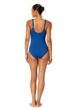 Women's Live In Color Square Neck Shirred One Piece Swimsuit(Womens Live In Color Square Neck Shirred One Piece Swimsuit 1) -Simply Bikini Store 25MO08001 SLB SlateBlue 962