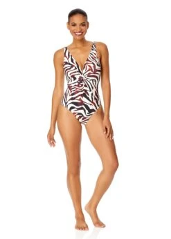 Women's Tiger Dance Plunge Twist One Piece Swimsuit(Womens Tiger Dance Plunge Twist One Piece Swimsuit) 10 Women's Tiger Dance Plunge Twist One Piece Swimsuit(Womens Tiger Dance Plunge Twist One Piece Swimsuit) -Simply Bikini Store 25MO08193 MULT 260