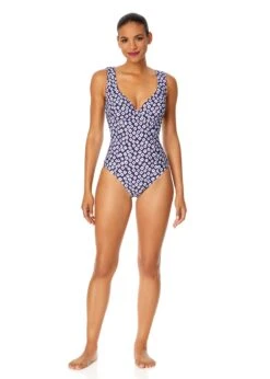 Women's Shibori Geo Underwire Panel One Piece Swimsuit(Womens Shibori Geo Underwire Panel One Piece Swimsuit) -Simply Bikini Store 25MO08575 BLPR 1027