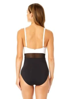 Women's Mesh Around U Ring Mesh Insert One Piece Swimsuit(Womens Mesh Around U Ring Mesh Insert One Piece Swimsuit) -Simply Bikini Store 25MO08601 BLWH 1077 BACK