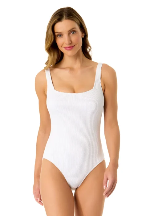 Women's Live In Color Textured Classic Square Neck One Piece Swimsuit(Womens Live In Color Textured Classic Square Neck One Piece Swimsuit 4)