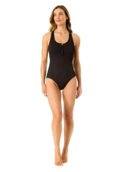 Women's Live In Color Textured Scoop Neck Front Racerback One Piece Swimsuit(Womens Live In Color Textured Scoop Neck Front Racerback One Piece Swimsuit) 9 Women's Live In Color Textured Scoop Neck Front Racerback One Piece Swimsuit(Womens Live In Color Textured Scoop Neck Front Racerback One Piece Swimsuit) -Simply Bikini Store 25MO10101 BLK 750