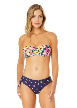 Women's Gradient Floral Twist Bandeau Bikini Swim Top(Womens Gradient Floral Twist Bandeau Bikini Swim Top)