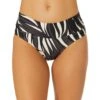 Women's Palm Chic Soft Band Mid Rise Bikini Swim Bottom(Womens Palm Chic Soft Band Mid Rise Bikini Swim Bottom) -Simply Bikini Store 25MT11045 BKWH 25MB37245 BKWH 1156 FRONT