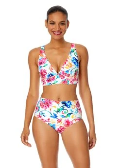 Women's Watercolor Paisley Soft Band Shirred Bralette Bikini Top(Womens Watercolor Paisley Soft Band Shirred Bralette Bikini Top)