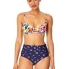 Women's Gradient Floral Shirred Underwire Bikini Swim Top(Womens Gradient Floral Shirred Underwire Bikini Swim Top) -Simply Bikini Store 25MT14513 MULT 25MB36024 MULT 1965 FRONT