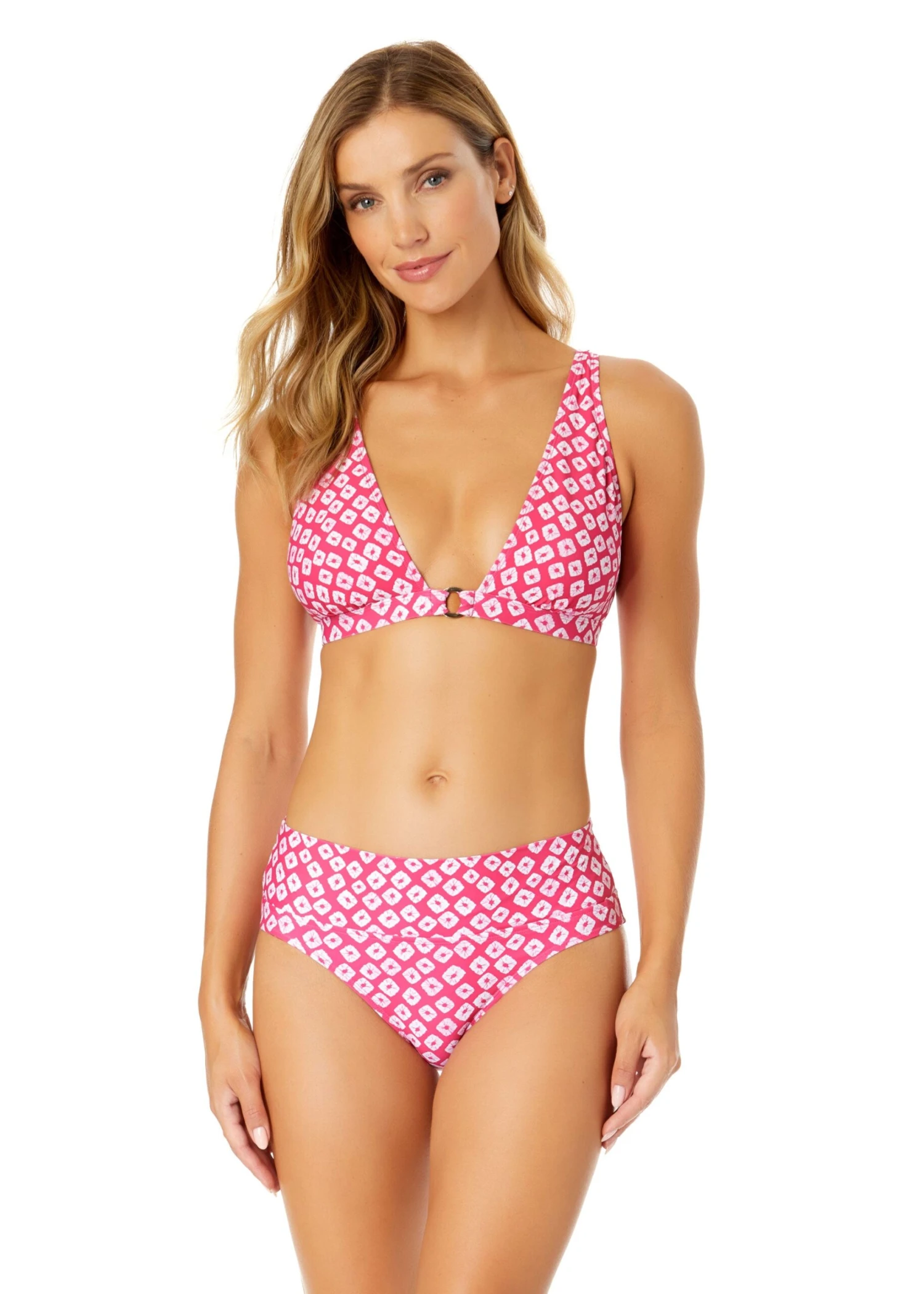 Women's Shibori Geo Ring Plunge Triangle Bikini Swim Top(Womens Shibori Geo Ring Plunge Triangle Bikini Swim Top 1)