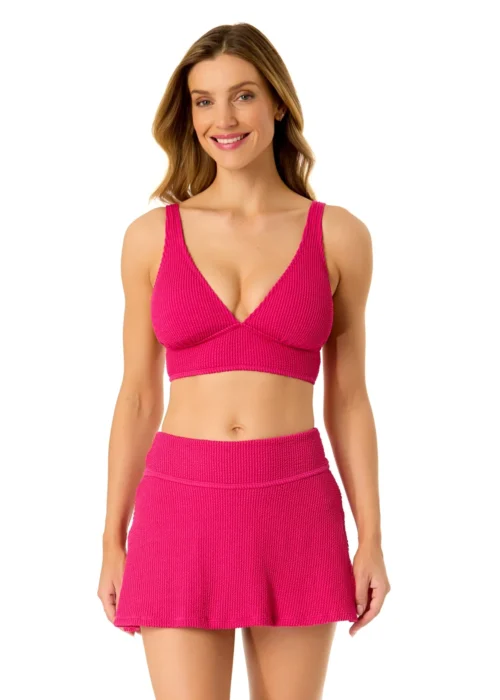 Women's Live In Color Textured Shirred Soft Band Bralette Bikini Swim Top(Womens Live In Color Textured Shirred Soft Band Bralette Bikini Swim Top 2)