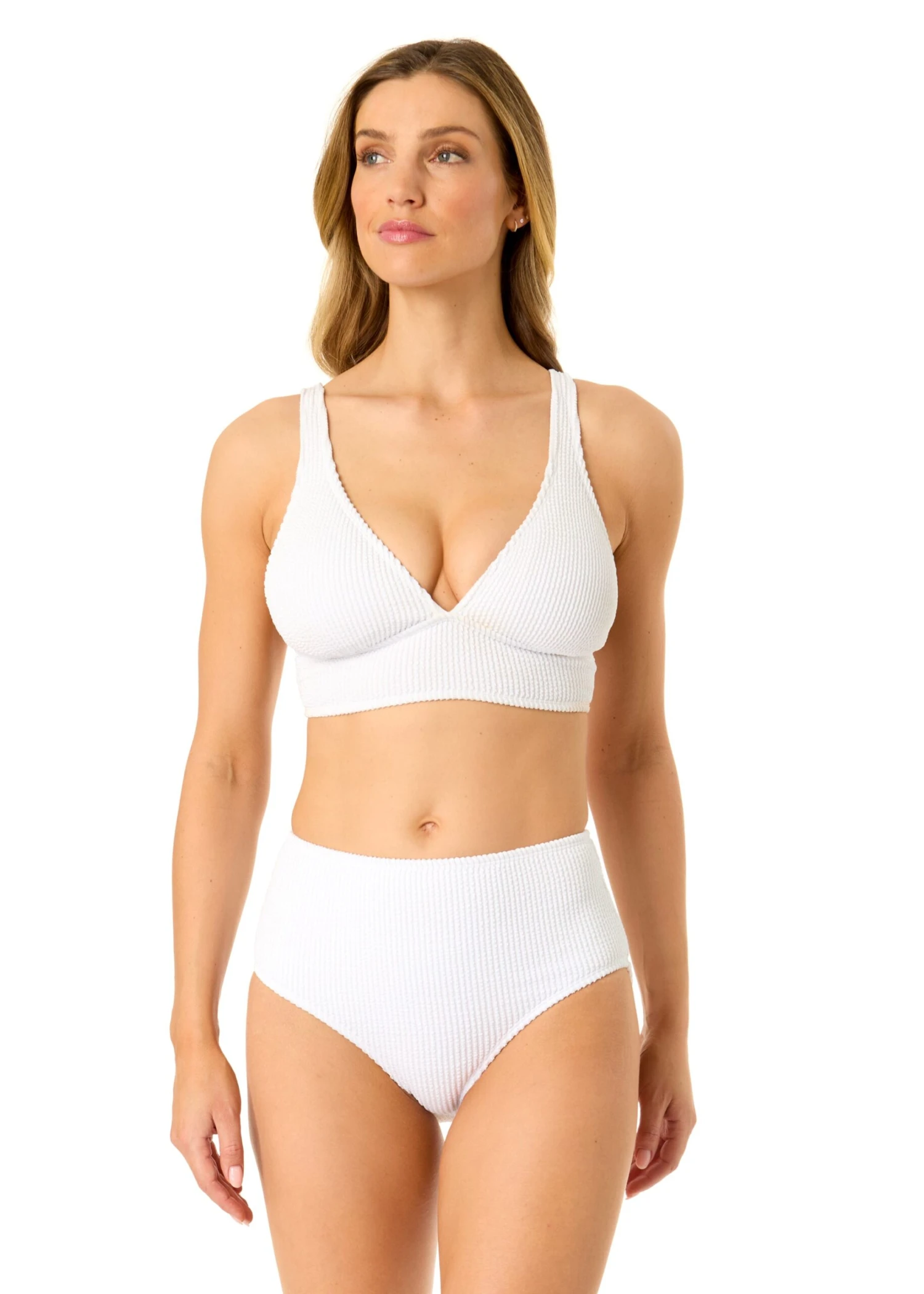 Women's Live In Color Textured Shirred Soft Band Bralette Bikini Swim Top(Womens Live In Color Textured Shirred Soft Band Bralette Bikini Swim Top 4)