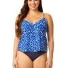 Women's Denim Dot Easy Triangle Tankini Swim Top(Womens Denim Dot Easy Triangle Tankini Swim Top)