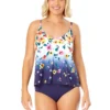 Women's Gradient Floral Easy Triangle Tankini Swim Top(Womens Gradient Floral Easy Triangle Tankini Swim Top)