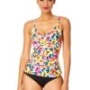 Women's Gradient Floral Twist Front Underwire Tankini Swim Top(Womens Gradient Floral Twist Front Underwire Tankini Swim Top) -Simply Bikini Store 25MT23313 MULT MYMB36001 BLK 2106 FRONT