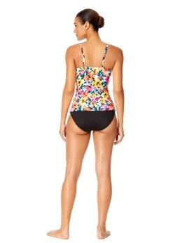 Women's Gradient Floral Twist Front Underwire Tankini Swim Top(Womens Gradient Floral Twist Front Underwire Tankini Swim Top) -Simply Bikini Store 25MT23313 MULT MYMB36001 BLK 2127
