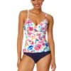 Women's Watercolor Paisley Twist Front Underwire Tankini Swim Top(Womens Watercolor Paisley Twist Front Underwire Tankini Swim Top) -Simply Bikini Store 25MT23370 MULT MYMB36001 NAVY 1264 FRONT