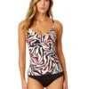 Women's Tiger Dance Twist Front Underwire Tankini Swim Top(Womens Tiger Dance Twist Front Underwire Tankini Swim Top) -Simply Bikini Store 25MT23393 MULT MYMB36001 BLK 161 FRONT scaled