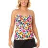 Women's Gradient Floral Twist Front Bandeaukini Swim Top(Womens Gradient Floral Twist Front Bandeaukini Swim Top) -Simply Bikini Store 25MT25013 MULT MYMB42001 BLK 1378 FRONT scaled