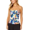 Women's Riviera Floral Twist Front Bandeaukini Swim Top(Womens Riviera Floral Twist Front Bandeaukini Swim Top) -Simply Bikini Store 25MT25015 MULT MYMB42001 BLK 604 FRONT scaled
