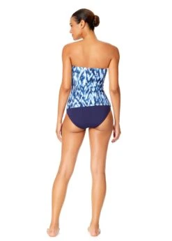 Women's Tie Dye Ikat Twist Front Bandeaukini Swim Top(Womens Tie Dye Ikat Twist Front Bandeaukini Swim Top) -Simply Bikini Store 25MT25068 BLWH MYMB36001NAVY 1890