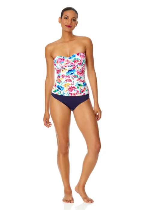 Women's Watercolor Paisley Twist Front Bandeaukini Swim Top(Womens Watercolor Paisley Twist Front Bandeaukini Swim Top) -Simply Bikini Store 25MT25070 MULT MYMB36001 NAVY 1314 scaled