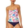 Women's Watercolor Paisley Twist Front Bandeaukini Swim Top(Womens Watercolor Paisley Twist Front Bandeaukini Swim Top) 1 Women's Watercolor Paisley Twist Front Bandeaukini Swim Top(Womens Watercolor Paisley Twist Front Bandeaukini Swim Top) -Simply Bikini Store 25MT25070 MULT MYMB36001 NAVY 1314 FRONT