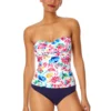 Women's Watercolor Paisley Twist Front Bandeaukini Swim Top(Womens Watercolor Paisley Twist Front Bandeaukini Swim Top) -Simply Bikini Store 25MT25070 MULT MYMB36001 NAVY 1314 FRONT scaled