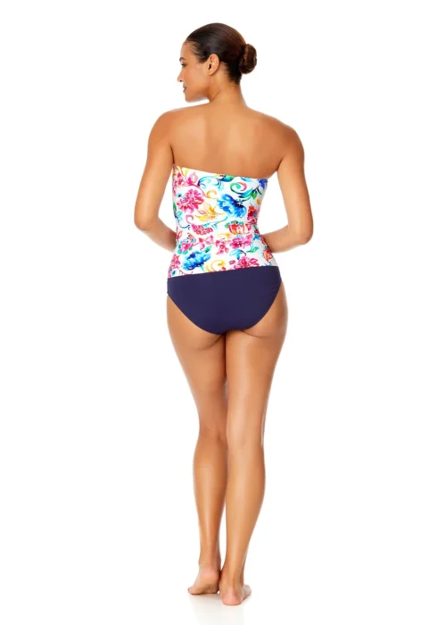 Women's Watercolor Paisley Twist Front Bandeaukini Swim Top(Womens Watercolor Paisley Twist Front Bandeaukini Swim Top) -Simply Bikini Store 25MT25070 MULT MYMB36001 NAVY 1341 scaled