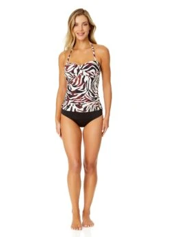 Women's Tiger Dance Twist Front Bandeaukini Swim Top(Womens Tiger Dance Twist Front Bandeaukini Swim Top) 8 Women's Tiger Dance Twist Front Bandeaukini Swim Top(Womens Tiger Dance Twist Front Bandeaukini Swim Top) -Simply Bikini Store 25MT25093 MULT MYMB36001 BLK 328