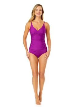 Women's Live In Color Hidden Underwire Drape Front Tankini Swim Top(Womens Live In Color Hidden Underwire Drape Front Tankini Swim Top 1) -Simply Bikini Store 25MT25701FUSC FUCHSIAMYMB36001 FUCH 1578