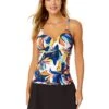 Women's Riviera Floral Hidden Underwire Drape Front Tankini Swim Top(Womens Riviera Floral Hidden Underwire Drape Front Tankini Swim Top) 2 Women's Riviera Floral Hidden Underwire Drape Front Tankini Swim Top(Womens Riviera Floral Hidden Underwire Drape Front Tankini Swim Top) -Simply Bikini Store 25MT25715 MULT MYMB41401 BLK 376 FRONT