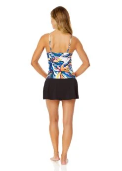 Women's Riviera Floral Hidden Underwire Drape Front Tankini Swim Top(Womens Riviera Floral Hidden Underwire Drape Front Tankini Swim Top) -Simply Bikini Store 25MT25715 MULT MYMB41401 BLK 393