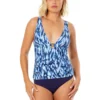Women's Tie Dye Ikat Ring Plunge Tankini Swim Top(Womens Tie Dye Ikat Ring Plunge Tankini Swim Top) -Simply Bikini Store 25MT26368 BLWH MYMB36001NAVY 2665 FRONT scaled