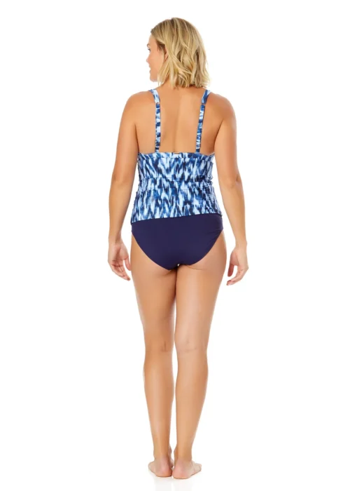 Women's Tie Dye Ikat Ring Plunge Tankini Swim Top(Womens Tie Dye Ikat Ring Plunge Tankini Swim Top) -Simply Bikini Store 25MT26368 BLWH MYMB36001NAVY 2684 scaled