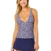 Women's Shibori Geo Ring Plunge Tankini Swim Top(Womens Shibori Geo Ring Plunge Tankini Swim Top)