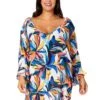 Women's Plus Riviera Floral Flounce V Neck Tunic Swimsuit Cover Up(Womens Plus Riviera Floral Flounce V Neck Tunic Swimsuit Cover Up) 1 Women's Plus Riviera Floral Flounce V Neck Tunic Swimsuit Cover Up(Womens Plus Riviera Floral Flounce V Neck Tunic Swimsuit Cover Up) -Simply Bikini Store 25PC51015 MULT 3061 FRONT