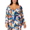 Women's Plus Riviera Floral Flounce V Neck Tunic Swimsuit Cover Up(Womens Plus Riviera Floral Flounce V Neck Tunic Swimsuit Cover Up) -Simply Bikini Store 25PC51015 MULT 3061 FRONT scaled