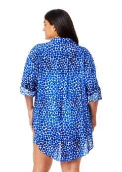 Women's Plus Denim Dot Button Down Shirt Swimsuit Cover Up(Womens Plus Denim Dot Button Down Shirt Swimsuit Cover Up) -Simply Bikini Store 25PC53012 DEPR 1622 e04af1f8 1e9d 49f0 aaf9 c2a3fd8d8465