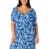 Women's Plus Tie Dye Ikat Easy Tunic Swimsuit Cover Up(Womens Plus Tie Dye Ikat Easy Tunic Swimsuit Cover Up) -Simply Bikini Store 25PC54168 BLWH 3126 FRONT