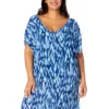 Women's Plus Tie Dye Ikat Easy Tunic Swimsuit Cover Up(Womens Plus Tie Dye Ikat Easy Tunic Swimsuit Cover Up) -Simply Bikini Store 25PC54168 BLWH 3126 FRONT scaled
