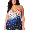 Women's Plus Gradient Floral Swim Dress With Skirted Bottom(Womens Plus Gradient Floral Swim Dress With Skirted Bottom) -Simply Bikini Store 25PD61014 MULT 764 FRONT scaled
