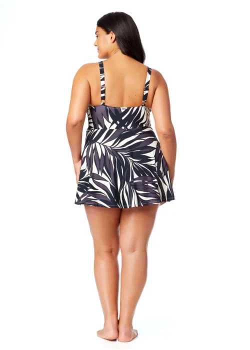 Women's Plus Palm Chic Surplice Twist Skirted Swimdress(Womens Plus Palm Chic Surplice Twist Skirted Swimdress) -Simply Bikini Store 25PD61845 BKWH 864 scaled