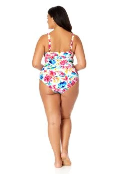 Women's Plus Watercolor Paisley V-Wire One Piece Swimsuit(Womens Plus Watercolor Paisley V Wire One Piece Swimsuit) -Simply Bikini Store 25PO07070 MULT 2558