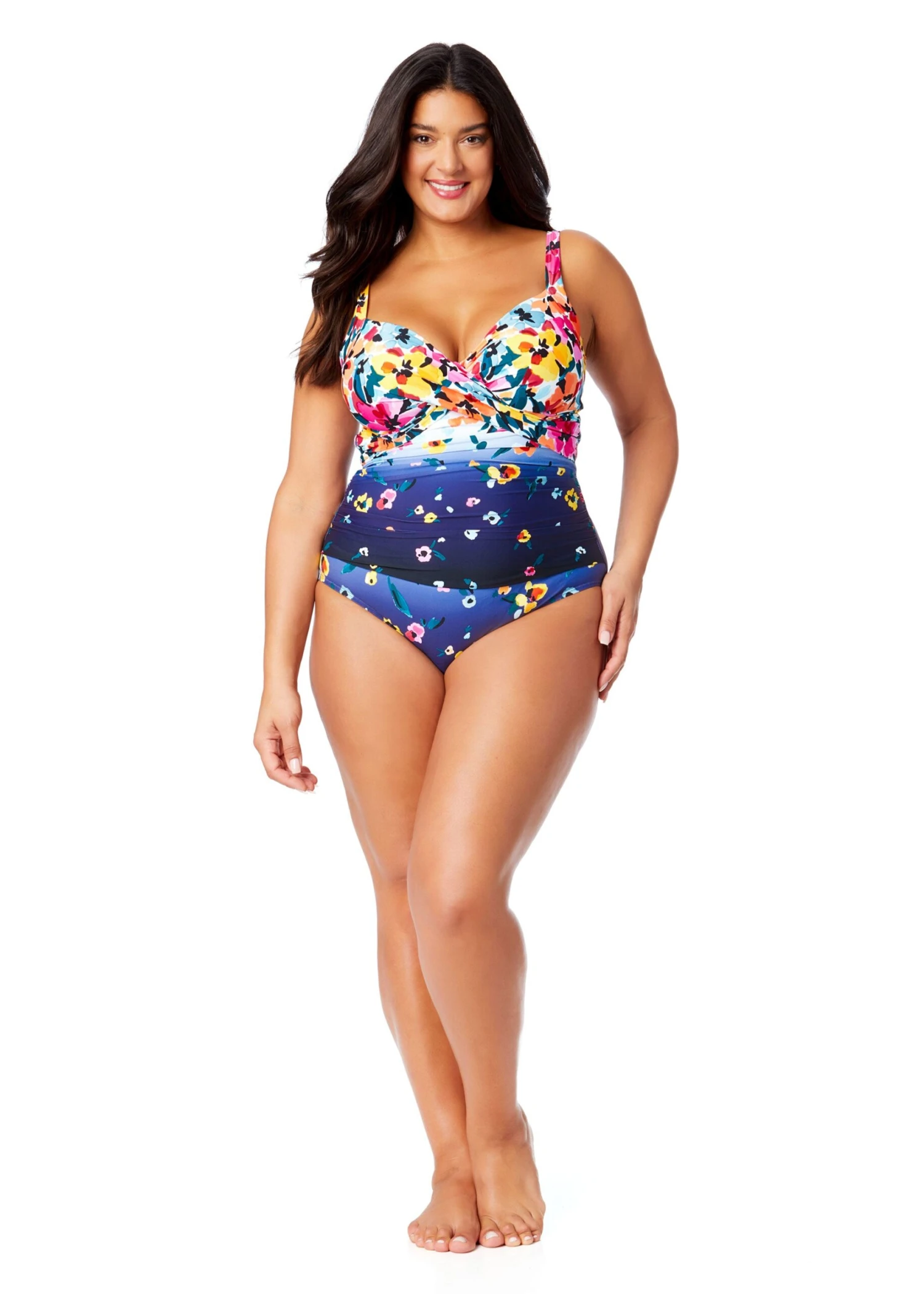 Women's Plus Gradient Floral Underwire Surplice One Piece Swimsuit(Womens Plus Gradient Floral Underwire Surplice One Piece Swimsuit) 5 Women's Plus Gradient Floral Underwire Surplice One Piece Swimsuit(Womens Plus Gradient Floral Underwire Surplice One Piece Swimsuit) - Image 4