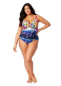 Women's Plus Gradient Floral Underwire Surplice One Piece Swimsuit(Womens Plus Gradient Floral Underwire Surplice One Piece Swimsuit) 11 Women's Plus Gradient Floral Underwire Surplice One Piece Swimsuit(Womens Plus Gradient Floral Underwire Surplice One Piece Swimsuit) -Simply Bikini Store 25PO07214 MULT 816