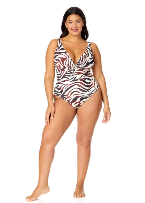 Women's Plus Tiger Dance Plunge Twist One Piece Swimsuit(Womens Plus Tiger Dance Plunge Twist One Piece Swimsuit) -Simply Bikini Store 25PO08193 MULT 1861 scaled