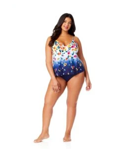 Women's Plus Gradient Floral Easy Triangle Tankini Swim Top(Womens Plus Gradient Floral Easy Triangle Tankini Swim Top) 8 Women's Plus Gradient Floral Easy Triangle Tankini Swim Top(Womens Plus Gradient Floral Easy Triangle Tankini Swim Top) -Simply Bikini Store 25PT22414 MULT MYPB36001 NAVY 571