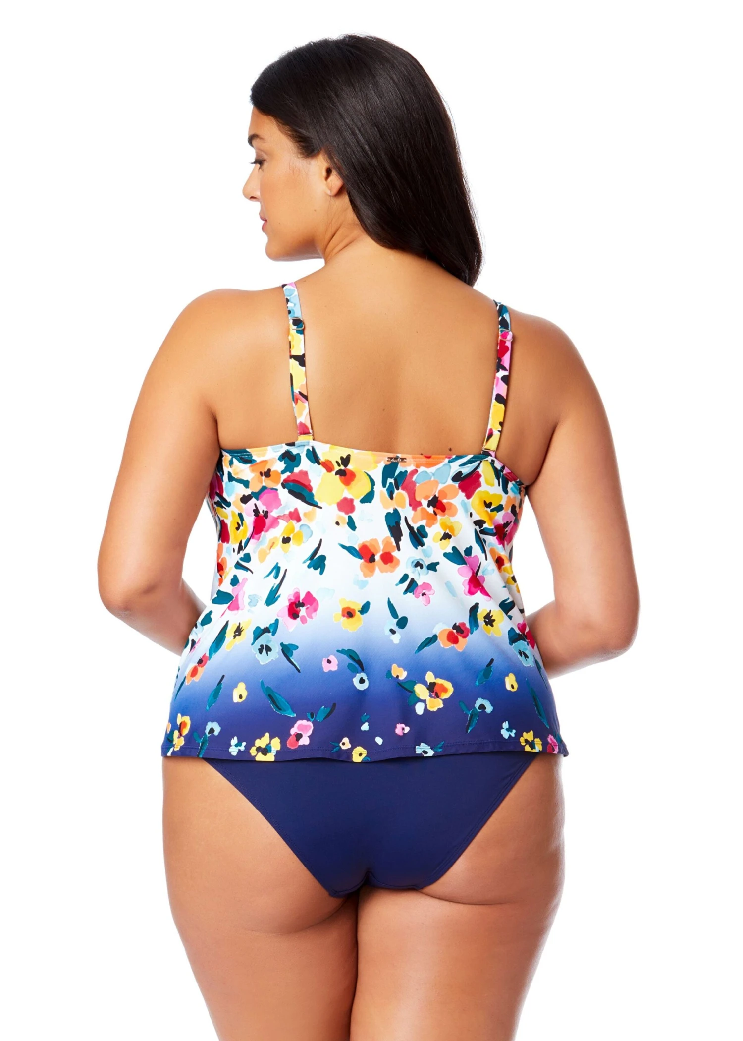 Women's Plus Gradient Floral Easy Triangle Tankini Swim Top(Womens Plus Gradient Floral Easy Triangle Tankini Swim Top) 4 Women's Plus Gradient Floral Easy Triangle Tankini Swim Top(Womens Plus Gradient Floral Easy Triangle Tankini Swim Top) - Image 2