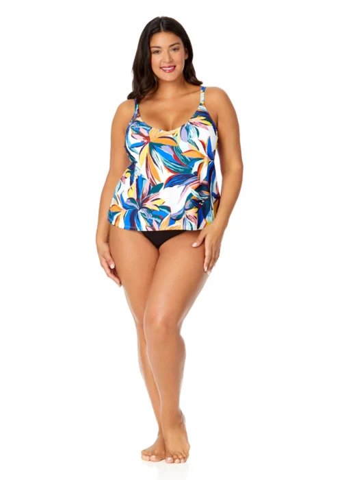 Women's Plus Riviera Floral Easy Triangle Tankini Swim Top(Womens Plus Riviera Floral Easy Triangle Tankini Swim Top) -Simply Bikini Store 25PT22415 MULT MYPB36001 BLK 2165 scaled