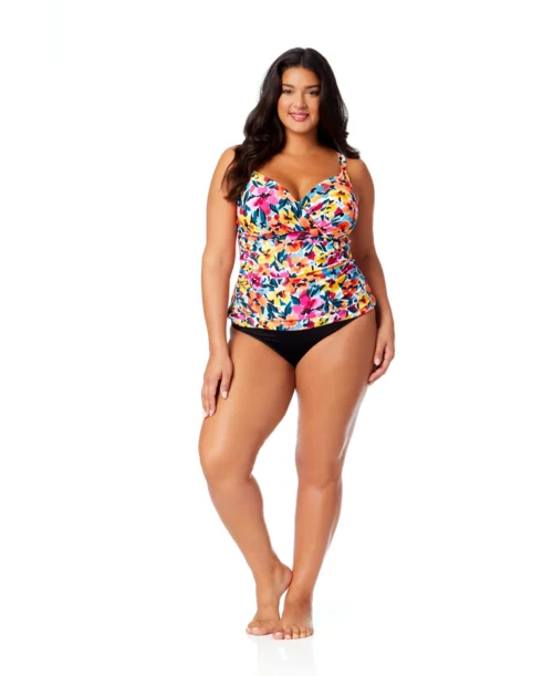 Women's Plus Gradient Floral Twist Front Underwire Tankini Swim Top(Womens Plus Gradient Floral Twist Front Underwire Tankini Swim Top) -Simply Bikini Store 25PT23313 MULT MYPB36001 BLK 664 scaled