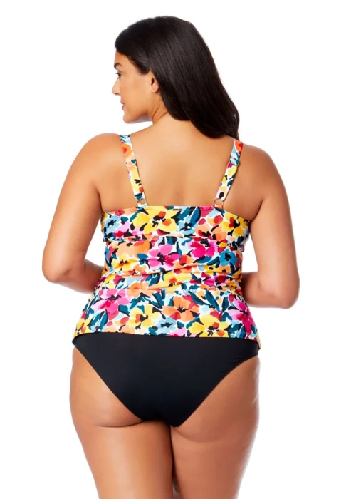 Women's Plus Gradient Floral Twist Front Underwire Tankini Swim Top(Womens Plus Gradient Floral Twist Front Underwire Tankini Swim Top) -Simply Bikini Store 25PT23313 MULT MYPB36001 BLK 682 BACK scaled